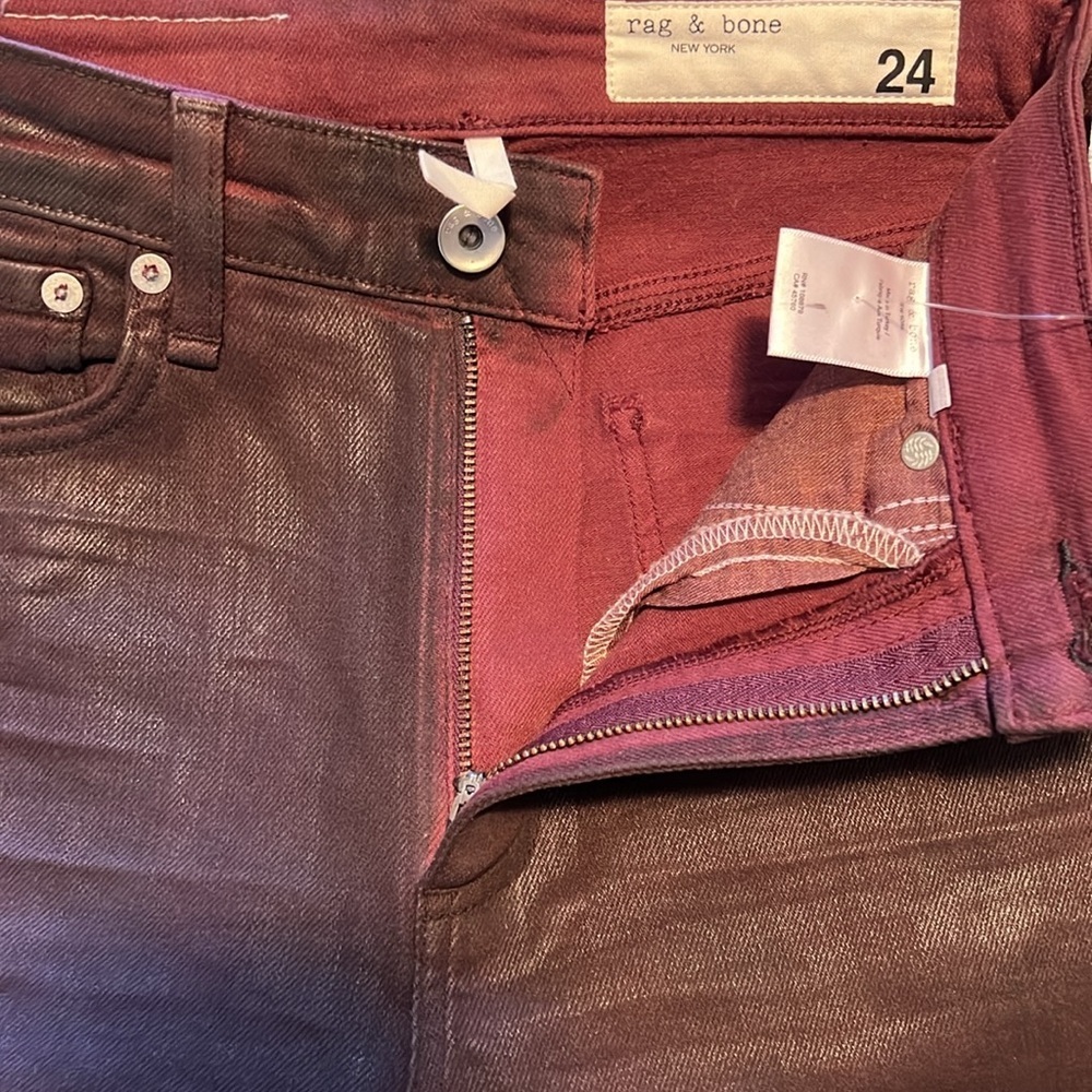 Rag & Bone Nina High Rise Skinny in Coated Plum Size 24 NWT - Picture 13 of 16